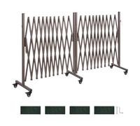 VEVOR Barricada Extensible de 8,18 m, Barrera de Seguridad Plegable, 2 Verjas Giratorias, con Ruedas y Frenos, de Aleación de Aluminio, para Jardín Patio Construcción Control de Espacios, Color Marrón