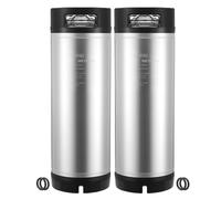 VEVOR Barril de Cerveza de 19 L, con Cierre de Bola, de Acero Inoxidable SUS304, para Cerveza Fría con Asas Dobles y Fondo de Goma, Ideal para Elaborar Cerveza Casera, 2 uds, 215 x 215 x 630 mm