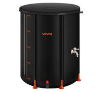 VEVOR Barril de Lluvia Plegable, Barril Portátil de 201 L de PVC 1000D para Recolección de Agua de Lluvia, Contenedor de Almacenamiento de Agua para Jardín con Grifo y Kit de Desbordamiento, Negro