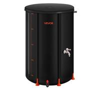VEVOR Barril de Lluvia Plegable, Barril Portátil de 250 L de PVC 500D para Recolección de Agua de Lluvia, Contenedor de Almacenamiento de Agua para Jardín con Grifo y Kit de Desbordamiento, Negro