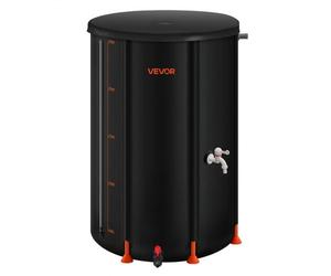 VEVOR Barril de Lluvia Plegable, Barril Portátil de 250 L de PVC 500D para Recolección de Agua de Lluvia, Contenedor de Almacenamiento de Agua para Jardín con Grifo y Kit de Desbordamiento, Negro