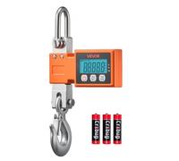 VEVOR Báscula Colgante Digital Carga Máxima 500 kg Resolución 100 g con Tara, Pantalla LCD, Aluminio Fundido, Retención de Pico Datos, Escala Digital de Grúa Portátil para Taller Pesca Almacén Granja