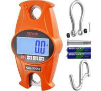 VEVOR Báscula Colgante Industrial 300 kg Báscula de Grúa Digital Carcasa de Aluminio Fundido Pantalla LCD Mini Báscula de Gancho Alta Precisión para Granja, Caza, Pesca, Garaje al Aire Libre, Naranja