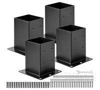VEVOR Base para Postes de Madera 146 x 146 mm Tamaño Interior 142 x 142 mm 4 Piezas Soportes de Acero al Carbono para Postes Espesor de 2 mm para Instalaciones Fijas de Pérgolas, Barandillas, Negro