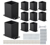 VEVOR Base para Postes de Madera 91 x 91 mm Tamaño Interior 89 x 89 mm 10 Piezas Soportes de Acero al Carbono para Postes Espesor de 2 mm para Instalaciones Fijas de Pérgolas, Barandillas, Negro
