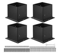 VEVOR Base de poste de 4 x 4 piezas, tamaño interior de 92 x 92 mm, postes de acero al carbono resistentes, soportes de postes de madera para barandilla de cubierta de pabellón, color negro