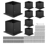 VEVOR Base para Postes de Madera 96 x 96 mm Tamaño Interior 92 x 92 mm 8 Piezas Soportes de Acero al Carbono para Postes Espesor de 2 mm para Instalaciones Fijas de Pérgolas, Barandillas, Negro