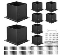 VEVOR Base para Postes de Madera 96 x 96 mm Tamaño Interior 92 x 92 mm 8 Piezas Soportes de Acero al Carbono para Postes Espesor de 2 mm para Instalaciones Fijas de Pérgolas, Barandillas, Negro