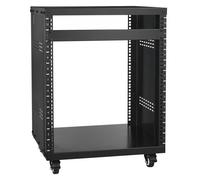 VEVOR Bastidor de Estudio de Grabación de 12 U con Ruedas Bloqueables, Orificios Redondos y Cuadrados, Ventilaciones Especiales para Equipos de Audio, Video, Música, Capacidad de 226,8 kg, Negro