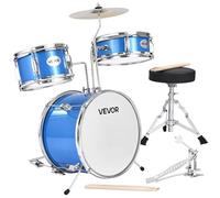 VEVOR Batería Infantil de 3 Piezas de 355,6 mm para Principiantes con Trono Ajustable, Platillo y Dos Pares de Baquetas, Kit de Aprendizaje de Música de Batería para Niños de 6 a 13 Años, Azul