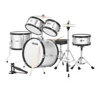 VEVOR Batería Infantil de 5 Piezas de 406,4 mm para Principiantes con Trono Ajustable, Platillo y Dos Pares de Baquetas, Kit de Aprendizaje de Música de Batería para Niños de 6 a 13 Años, Plata
