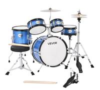 VEVOR Batería Infantil de 5 Piezas de 355,6 mm para Principiantes con Trono Ajustable, Platillo y Dos Pares de Baquetas, Kit de Aprendizaje de Música de Batería para Niños de 6 a 13 Años, Azul