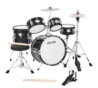 VEVOR Batería Infantil de 5 Piezas de 14 in / 355,6 mm para Principiantes con Trono Ajustable, Platillo y Dos Pares de Baquetas, Kit de Aprendizaje de Música de Batería para Niños de 6 a 13 Años, Negr
