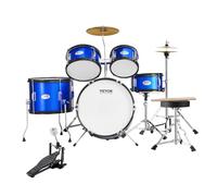 VEVOR Batería para niños, kit de batería para principiantes con trono ajustable, palos, platillo, pedal, graves Tom Snare, batería de inicio para niños (azul, 5 piezas, 16 pulgadas)