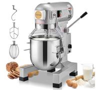 VEVOR Batidora de Cocina Comercial Batidora de Pie Comercial 10 L con 3 Velocidades Ajustables Amasadora de 550 W con Tazón de Acero Inoxidable y 3 Accesorios para Mezclar, Ideal para Panadería