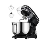 VEVOR Batidora de Masa de 5,68 L, Batidora de Alimentos con Cabezal Inclinable de 1400 W y 6 Velocidades, Tazón de Acero Inoxidable, Gancho para Masa, para Hornear, Mezclar, Negro, 456 x 240 x 332 mm