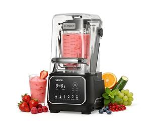 VEVOR Batidora de Vaso con Jarra de 2 L, 2200 W, 26000 RPM, Licuadora Profesional con Protector, Velocidad Ajustable, 6 Programas Preestablecidos para Batidos, Trituración de Hielo, Purés, Negro