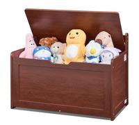 VEVOR Baúl de Juguetes de Madera para Niños 830 x 455 x 609 mm, Caja de Almacenamiento con Tapa Abatible y Bisagra de Seguridad, Banco Grande de Almacenamiento para Sala de Juegos, Dormitorio, Cerezo