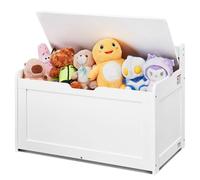 VEVOR Baúl de Juguetes de Madera para Niños 830 x 455 x 609 mm, Caja de Almacenamiento con Tapa Abatible y Bisagra de Seguridad, Banco de Almacenamiento para Sala de Juegos, Dormitorio, Blanco