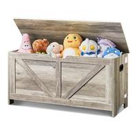 VEVOR Baúl de Juguetes de Madera para Niños 990 x 395 x 480 mm, Caja de Almacenamiento con Tapa Abatible y Bisagra de Seguridad, Banco Grande de Almacenamiento para Sala de Juegos, Dormitorio, Gris