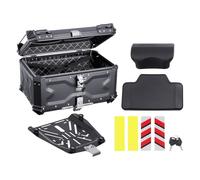 VEVOR Baúl para Motocicleta, Baúl Trasero Universal Aleación de Aluminio, con Forro de Cuero, 65 L, con Cerradura y Cojín Trasero, Apto para el 99% de los Cuadros de Motocicleta, 588 x 444 x 348 mm