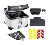 VEVOR Baúl para Motocicleta, Universal, Aleación de Aluminio, con Forro de Cuero, Impermeable, 45 L, con Cerradura y Cojín Trasero, para el 99% de los Cuadros de Motocicleta, 435 x 378 x 348 mm