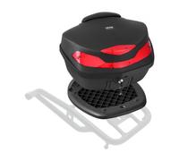 VEVOR Baúl Portacascos 48 L Baúl para Moto 565 x 500 x 380 mm Caja Trasera de Material PP Caja de Motocicleta Impermeable y Extraíble con Base de Múltiples Orificios Maleta para Casco, Negro