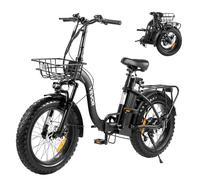 VEVOR Bicicleta Eléctrica Plegable para Adultos de 250 W con Batería Extraíble de 25 Ah, Motor sin Escobillas de 36 V y 25 km/h, Autonomía Máxima de hasta 70 km, Neumáticos Anchos de 7 Velocidades