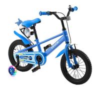 VEVOR Bicicleta Infantil 14 Pulgadas BMX para Niños 3-5 Años con Ruedines | para Niñas, con Asiento y Manillar Ajustables, Freno Delantero y Contrapedal Trasero, Portavasos y Cuadro de Acero de Carbono