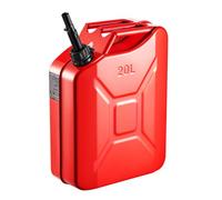 VEVOR Bidón de Gasolina de 20 L, Tanque de Combustible de Metal y PP con Boquilla y Asa, Caudal Máximo de 6 L/min, a Prueba de Fugas, para la Mayoría de Autos, Motocicletas, ATV, UTV, Rojo, 1 Pieza