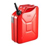VEVOR Bidón de Gasolina de 20 L, Tanque de Combustible de Metal y PP con Boquilla y Asa, Caudal Máximo de 6 L/min, a Prueba de Fugas, para la Mayoría de Autos, Motocicletas, ATV, UTV, Rojo, 1 Pieza