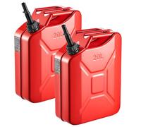 VEVOR Bidón de Gasolina de 20 L, Tanque de Combustible de Metal y PP con Pico y Asa, Caudal Máximo de 6 L/min, a Prueba de Fugas, para la Mayoría de Autos, Motocicletas, ATV, UTV, Rojo, 2 Piezas