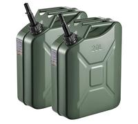 VEVOR Bidón de Gasolina de 20 L, Tanque de Combustible de Metal y PP con Pico y Asa, Caudal Máximo de 6 L/min, a Prueba de Fugas, para la Mayoría de Autos, Motocicletas, ATV, UTV, Verde, 2 Piezas