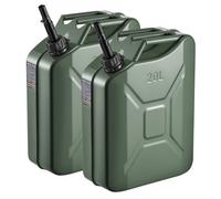 VEVOR Bidón de Gasolina de 20 L, Tanque de Combustible de Metal y PP con Pico y Asa, Caudal Máximo de 6 L/min, a Prueba de Fugas, para la Mayoría de Autos, Motocicletas, ATV, UTV, Verde, 2 Piezas