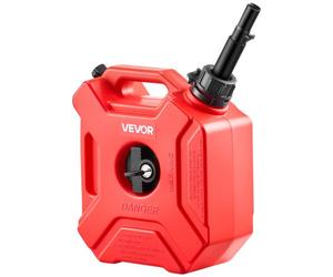VEVOR Bidón de Gasolina de 5 L, Tanque de Combustible de HDPE y PP, con Pico y Cerradura, Caudal Máximo de 15 L/min, a Prueba de Fugas, para la Mayoría de Autos, Motocicletas, ATV, UTV, Rojo, 1 Pieza
