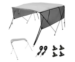 VEVOR Bimini - Lona para Barco de 4 Arcos, Ancho de instalación: 231 a 244 cm, poliéster 600D, con Paredes Laterales de Malla extraíbles, Impermeable y protección Solar, con Caja de