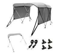 VEVOR Bimini para Barco con 3 Aros Toldo para Sol 182x117x155-167 cm Estructura de Aluminio Lona de Poliéster 600D Paredes Laterales de Malla Desmontables Toldo para Barca de Cabina de Velero, Gris
