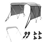 VEVOR Bimini para Barco con 3 Aros Toldo para Sol 182x117x155-167 cm Estructura de Aluminio Lona de Poliéster 600D Paredes Laterales de Malla Desmontables Toldo para Barca de Cabina de Velero, Gris
