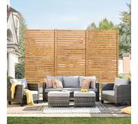 VEVOR Biombo de Madera de 91 x 6,3 x 187 cm, Biombo de Madera Independiente con Soporte, Mampara Decorativa para Patio, Divisor para Exteriores para Balcón, Patio, Césped y Jardín, Color Madera