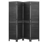 VEVOR Biombo Plegable de Madera 4 Paneles Separador de Ambientes Negro, Pantalla de Privacidad para Dormitorio Salón, Decoración para Hogar, 1640 x 1702 mm, Diseño de Persianas, Kit de Instalación