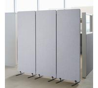VEVOR Biombo Separador de Ambientes de 1840 x 350 x 1655 mm, Divisor Plegable de 3 Paneles de Poliéster PET Insonorizado Mamparas Divisorias Independientes de Privacidad para Estudio de Oficina, Gris