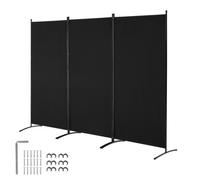 VEVOR Biombo Separador de Ambientes de 2600 x 1840 x 520 mm, Separador Plegable de Ambientes de 3 Paneles Mampara de Privacidad para Interiores, Separador de Ambientes para Oficina, Dormitorio, Negro