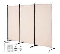 VEVOR Biombo Separador de Ambientes de 2600 x 1840 x 520 mm, Separador Plegable de Ambientes de 3 Paneles Mampara de Privacidad para Interiores, Separador de Ambientes para Oficina, Dormitorio, Beige