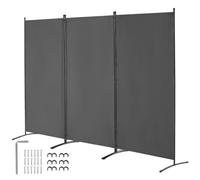 VEVOR Biombo Separador de Ambientes de 2600 x 1840 x 520 mm, Separador Plegable de Ambientes de 3 Paneles Mampara de Privacidad para Interiores, Separador de Ambientes para Oficina, Dormitorio, Gris