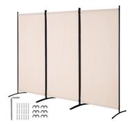 VEVOR Biombo Separador de Ambientes de 2600 x 1840 x 520 mm, Separador Plegable de Ambientes de 3 Paneles Mampara de Privacidad para Interiores, Separador de Ambientes para Oficina, Dormitorio, Beige