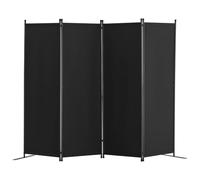VEVOR Biombo Separador Plegable 4 Paneles con Marco de Acero al Carbono y Tela de poliéster Separador de Ambientes de Privacidad 228x45x172,5 cm para Oficina, Dormitorio, Comedor, Estudio, Negro