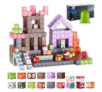 VEVOR Bloques Magnéticos, Juego de 150 Piezas de Castillo Oscuro Cubos de Construcción Magnéticos, Juguetes Sensoriales Stem Montessori de Construcción Apilable para Niños de 3 Años o Más