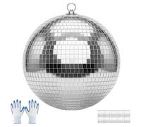 VEVOR Bola de Discoteca Diámetro de 300 mm Bola Disco de Espejos Plateada, Decoración para Fiestas Bodas Cumpleaños Festivales de Música, con Cadena para Colgar, Efecto de Reflexión, Kit de Repuesto