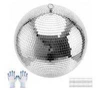 VEVOR Bola de Discoteca Diámetro de 400 mm Bola Disco de Espejos con Gancho, Decoración para Fiestas Festivales de Música Bodas Cumpleaños, Efecto de Reflexión, Kit de Guantes y Repuesto de Espejos
