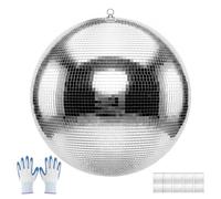 VEVOR Bola de Discoteca Diámetro de 600 mm Bola Disco de Espejos Plateada | Decoración para Fiestas Bodas Cumpleaños Festival de Música, con Gancho para Colgar, Efecto de Reflexión, Kit de Accesorios